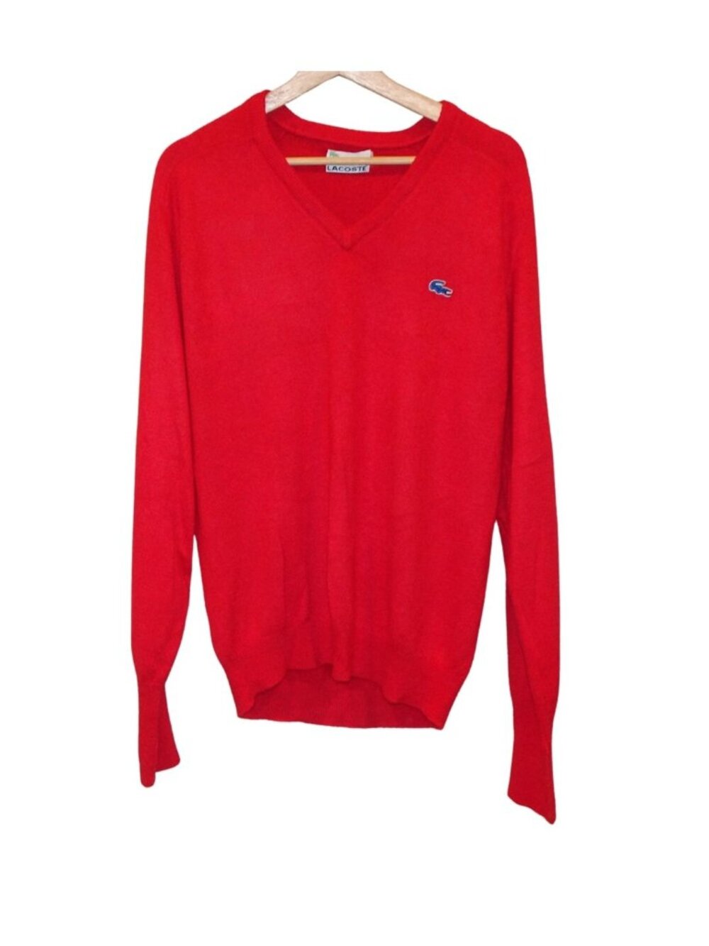 Lacoste IZOD Red Cashmere V Neck Sweater